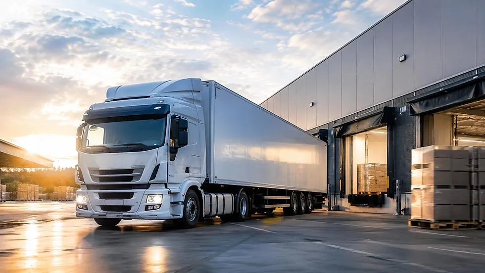 Cargo truck transporting commercial freight from Jordan to Syria