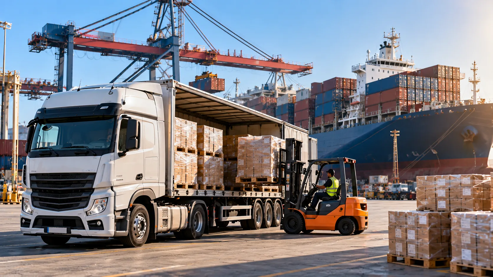 Commercial freight cargo prepared for shipping from Turkey to Jordan